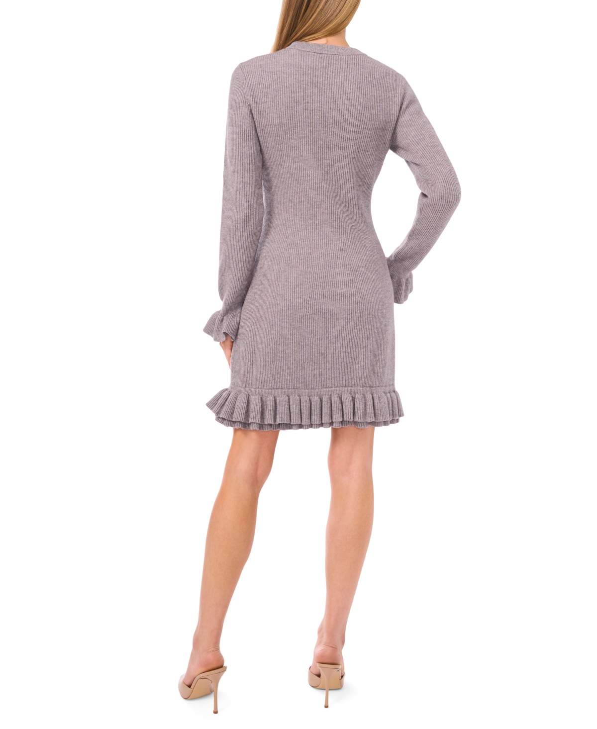 Cece Women's Long Sleeve Ruffles Sweater Dress In Blue