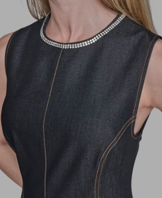 Women's Rhinestone Applique Sleeveless Dress