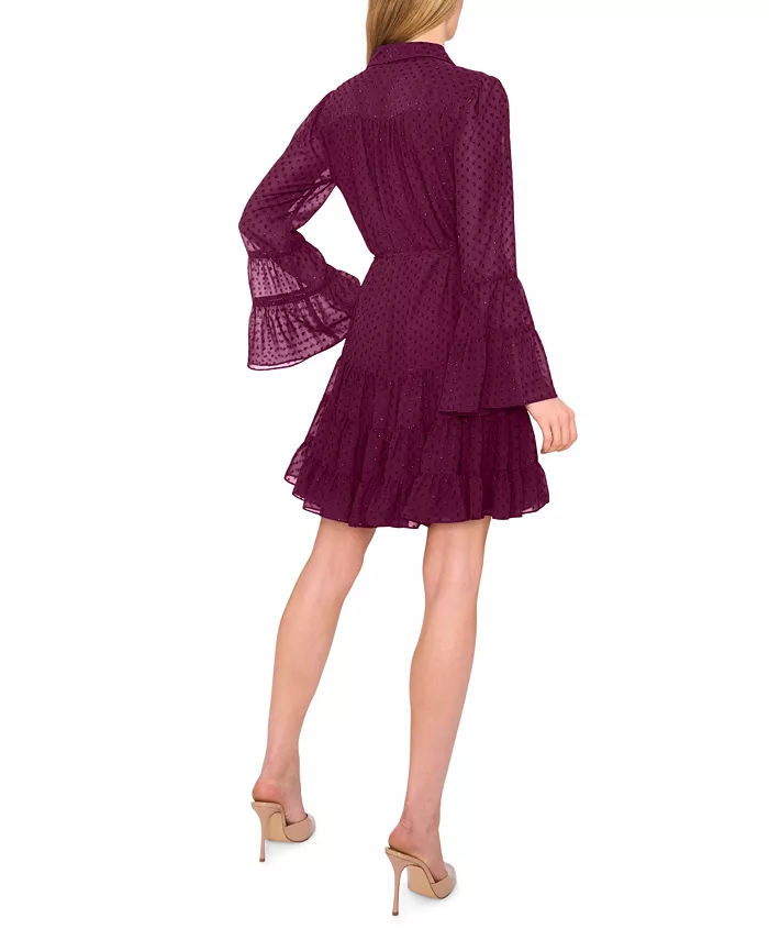 Women's Tiered Long Sleeve Shirtdress - thumbnail 3