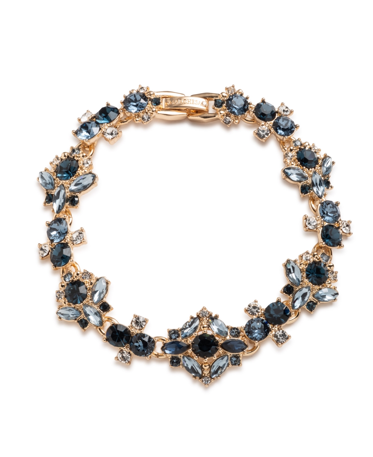 Marchesa Swarovski, Epoxy And Glass Stones Montana Dramatic Flex Bracelet (also In Emerald) In Blue