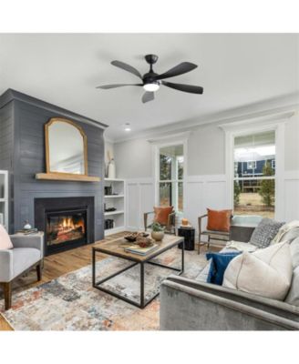 52-inch Black Modern Downrod Indoor ABS 5 Blades LED Ceiling Fan Light