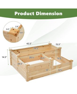 3-Tier Outdoor Raised Garden Bed Fir Wood Elevated Flower Box