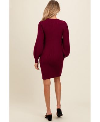 Maternity Bubble Sleeve Sweater Dress