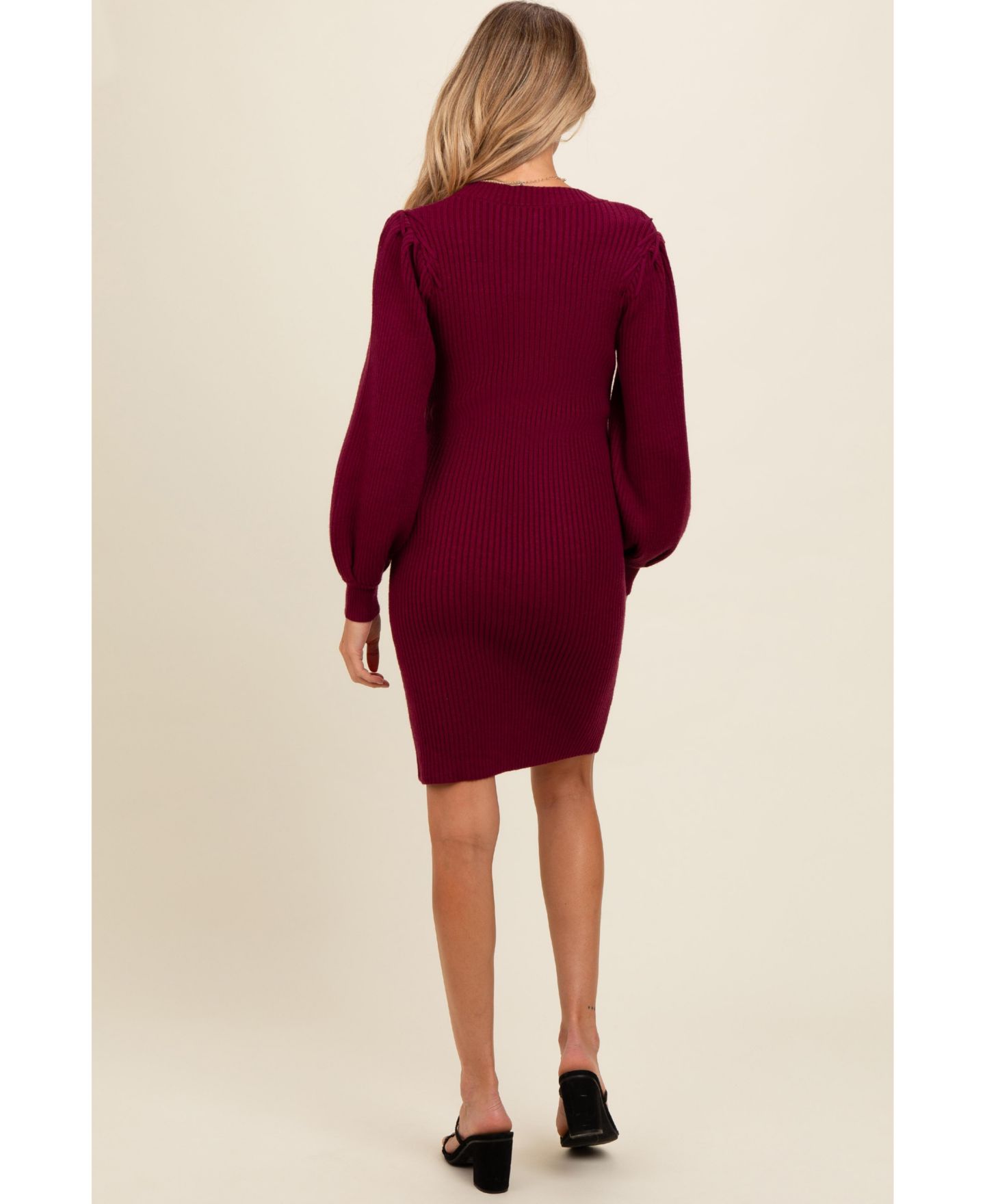 Женское платье Pinkblush Maternity Bubble Sleeve Sweater Dress, цвет: Бордовый — фото 6