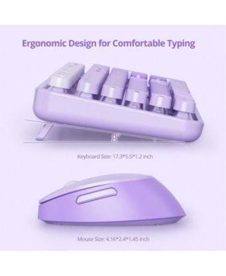 Wireless Keyboard And Mouse Set - Cute Keyboard And Mouse Combo, Full Size Keyboard With Number Pad & Round Keycaps For Windows PC Laptop - Purple