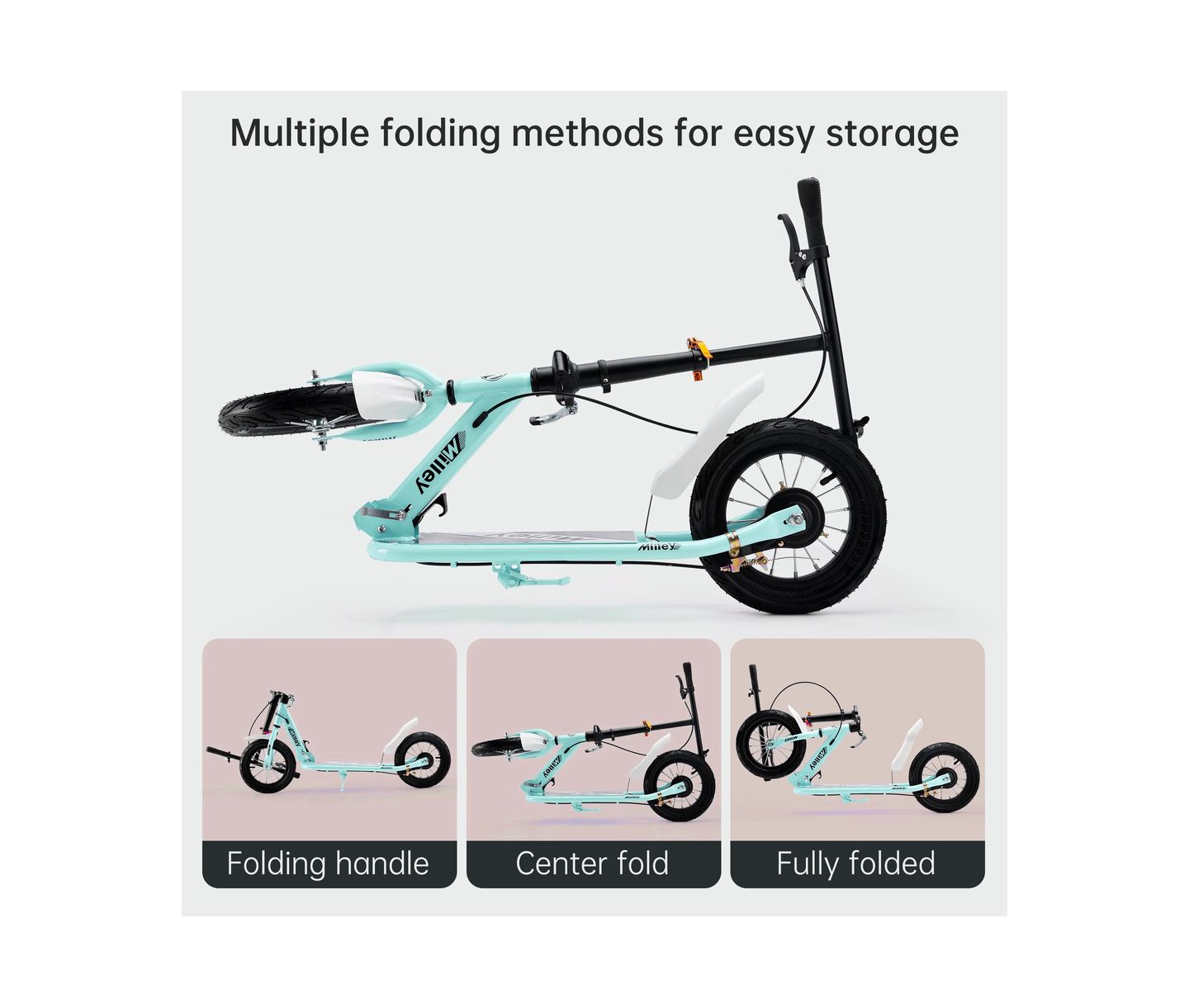 Детская игрушка Artudatech 12-Inch Foldable Scooter with Adjustable Height, 220 lbs Capacity, Ages 7-12, цвет: Зелёный — фото 4