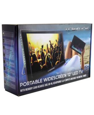 Ultra Lightweight Rechargeable Widescreen 12" LED Portable TV with Built-in Digital Tuner and Detachable Antenna