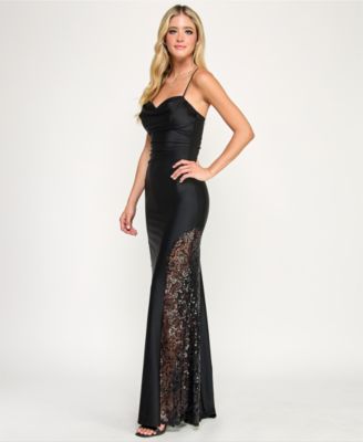 Juniors' Cowl Neck Gown