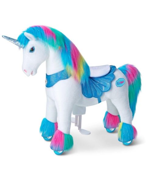 Детская игрушка PonyCycle Model Y Rainbow Unicorn Kid-Powered Ride-On Toy with Interactive Sound Effects, Ages 4-7, цвет: Разноцветный