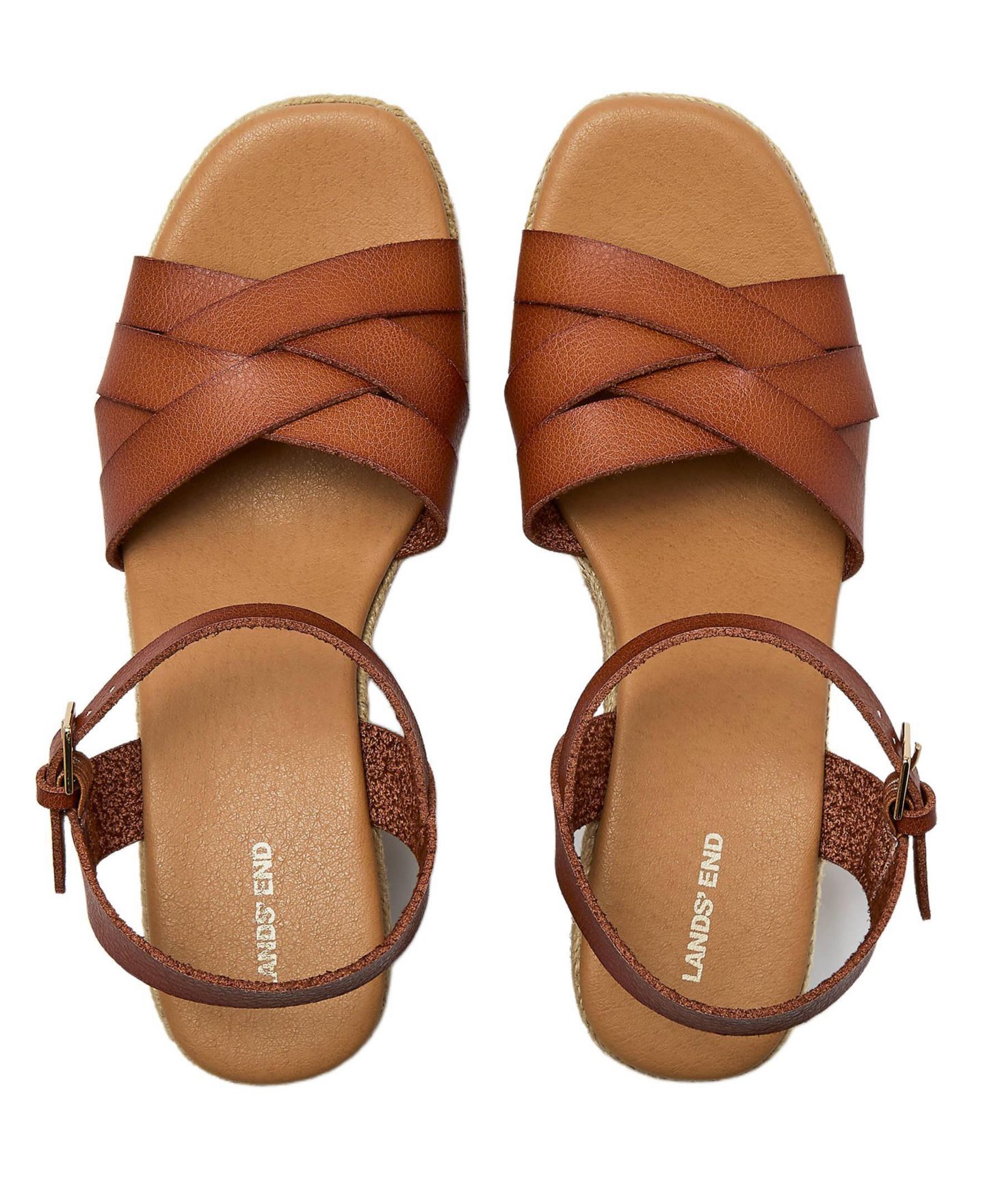Женские сандалии Lands' End Espadrille Wedge, цвет: Коньячный — фото 2