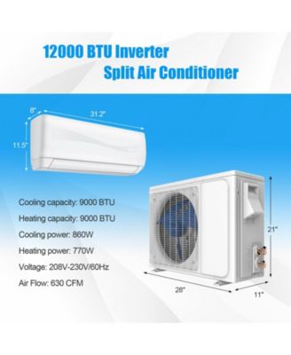 9000 Mini BTU Split Air Conditioner & Heater Wall Mount AC Unit w/ Remote Control