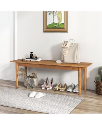 Solid Wood Dining Bench Entryway Bench w/ Rubber Wood Legs for Bedroom Oak