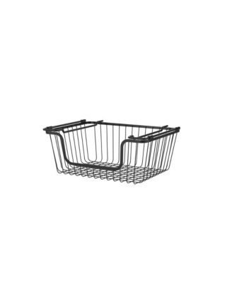 Stackable Metal Wire Storage Basket Set for Pantry, Countertop, Kitchen or Bathroom, Black, Set of 2