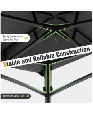 8' x 5' Grill Gazebo Outdoor Double-Tiered Grill Canopy w/ 2 Shelves & 6 Hooks