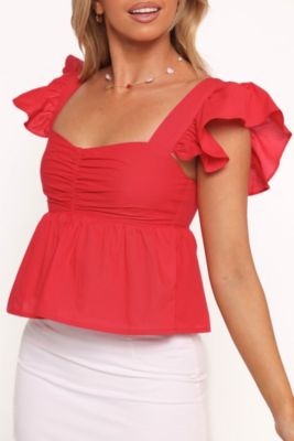 Women's Lyric Ruffle Top - Red XS