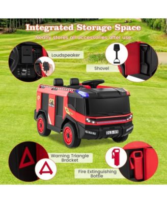 12V Kids Ride on Fire Truck 2-Seater with Remote Control and Water Gun