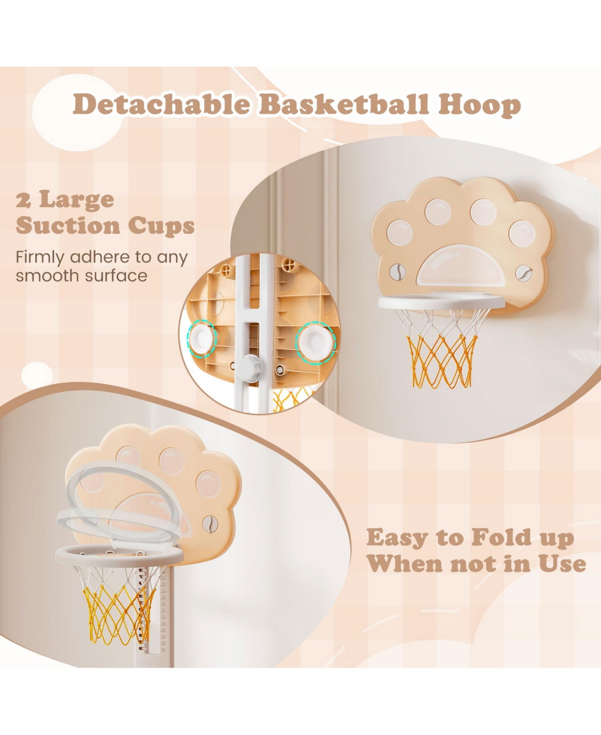 Sugift 3 in 1 Kids Basketball Hoop with Basketball and Foldable Rim