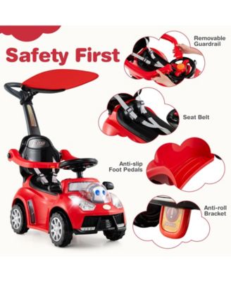 3-in-1 Push Car for Toddler Sliding Car with Seat Belt and Canopy