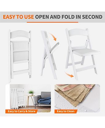 4 Pack Resin Folding Chairs with Padded Seats - Indoor/Outdoor