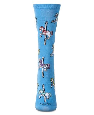Women's Carousel-Themed Rayon Blend Novelty Crew Sock