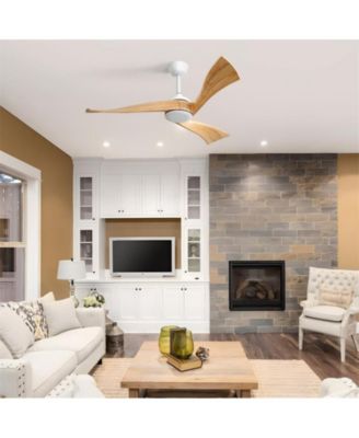 52" Modern White Ceiling Fan with 3 Wood Blades, 6-Speed Remote, and Reversible Motor for Bedrooms, Living Rooms & Kitchens.