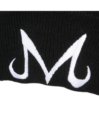 Men's Majin Symbol Embroidery On Black Ribbed Acrylic Knit Cuff Beanie