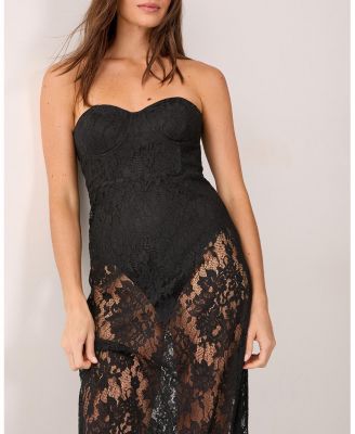 Women's Lace Bandeau Sheer Maxi Dress