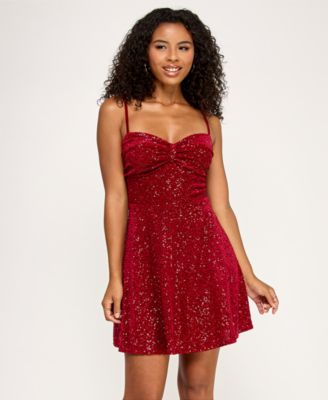 Women's Sweetheart Neckline Sequined Mini Dress