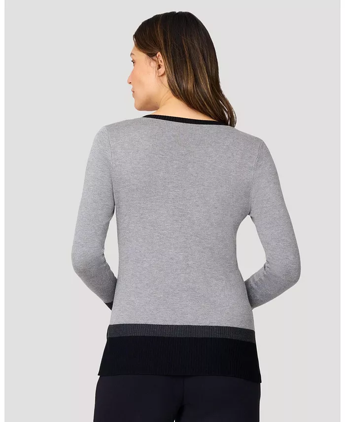 Women's Colorblock V-Neck Rib Tunic Sweater - thumbnail 4