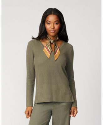 Women's V-Neck Rib Tunic Sweater