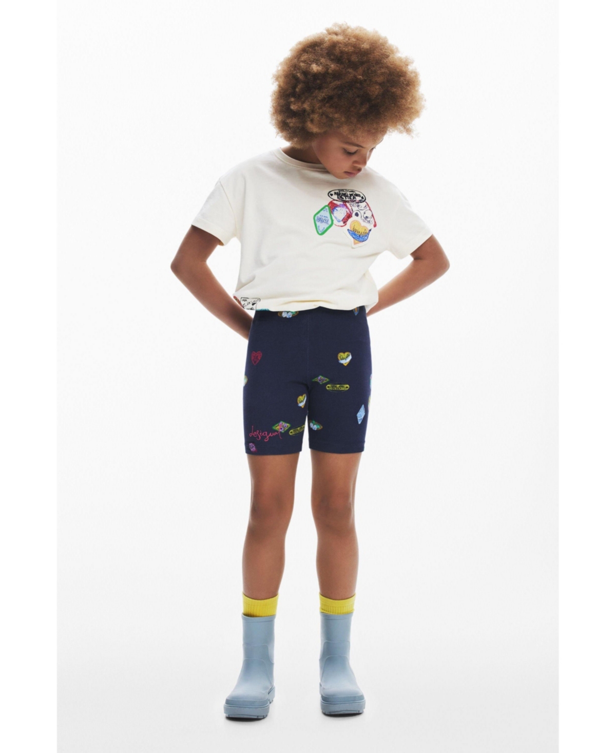 Desigual Girls's Collage Cycling Leggings In Blue