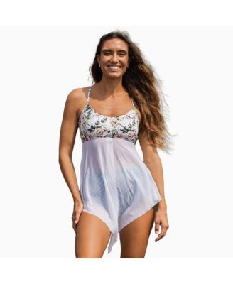 Plus Size 3in1 Adjustable Strap Split Front Tankini Swim Top