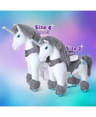 PonyCycle Model Y Grey Unicorn Rideable Toy for Age 3-4