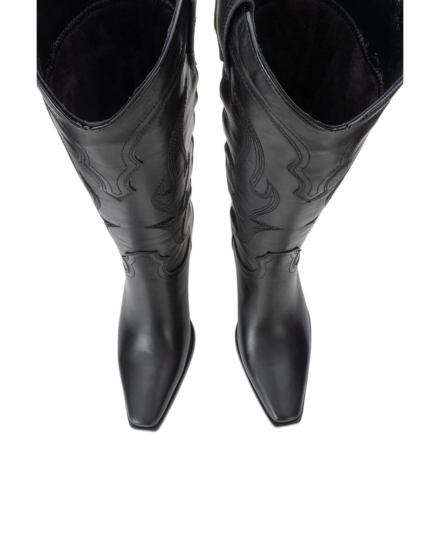 Женские ботинки Forever & Always Shoes Pietro Leather Western Knee High Boot, цвет: Чёрный кожаный — фото 2