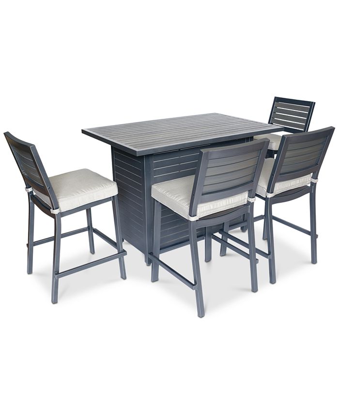 Furniture CLOSEOUT! Marlough Outdoor Aluminum 5Pc. Bar Set (52" x 32