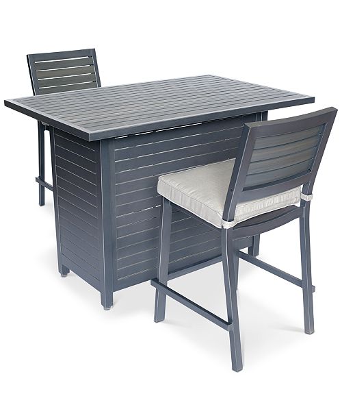 Furniture CLOSEOUT! Marlough Outdoor Aluminum 3Pc. Bar Set (52" x 32