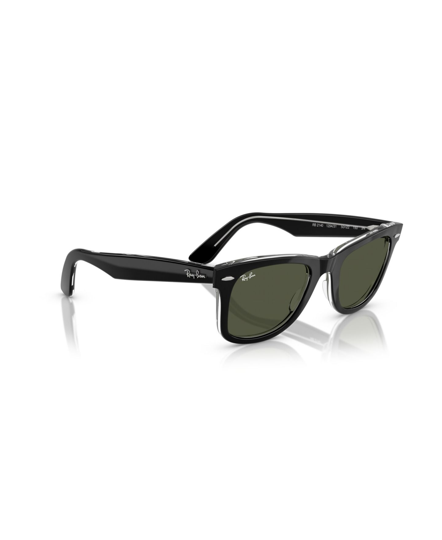 Солнцезащитные очки Ray-Ban Unisex Square Sunglasses, Wayfarer RB2140, цвет: Чёрный прозрачный — фото 6