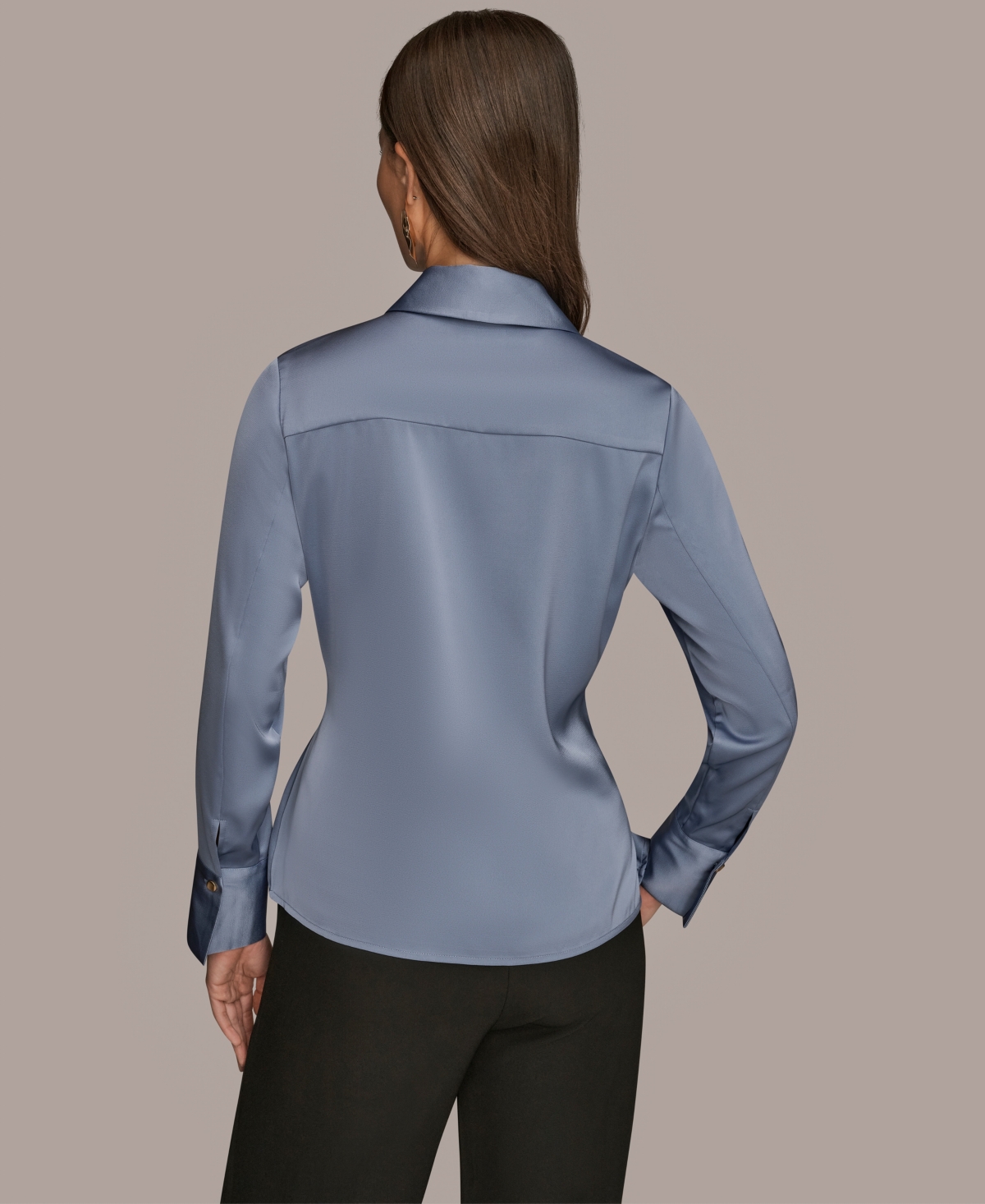 Donna Karan New York Women's Wrap Long Sleeve V-Neck Top