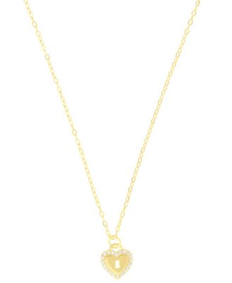 Macy's - Cubic Zirconia Heart Key Pendant Necklace in (0.10 ct. t.w.) in Sterling Silver (also in 14K Gold Over Sterling Silver)