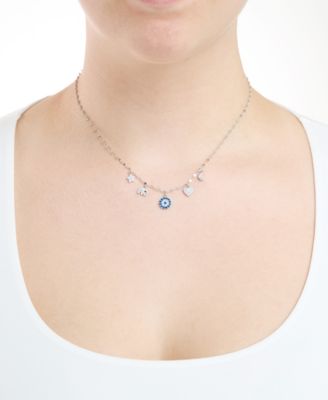 Cubic Zirconia Eye Luck Charm Pendant Necklace (0.856 ct. t.w.) in Sterling Silver (also in 14k Gold Over Sterling Silver)