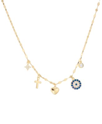 Cubic Zirconia Charm Pendant Necklace (0.31 ct. t.w.) in Sterling Silver (also in 14k Gold Over Sterling Silver)