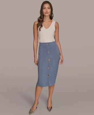Women's Straight Knit Pull-On Midi Skirt