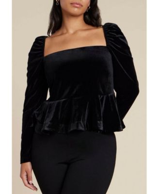 Women's Velvet Peplum Top