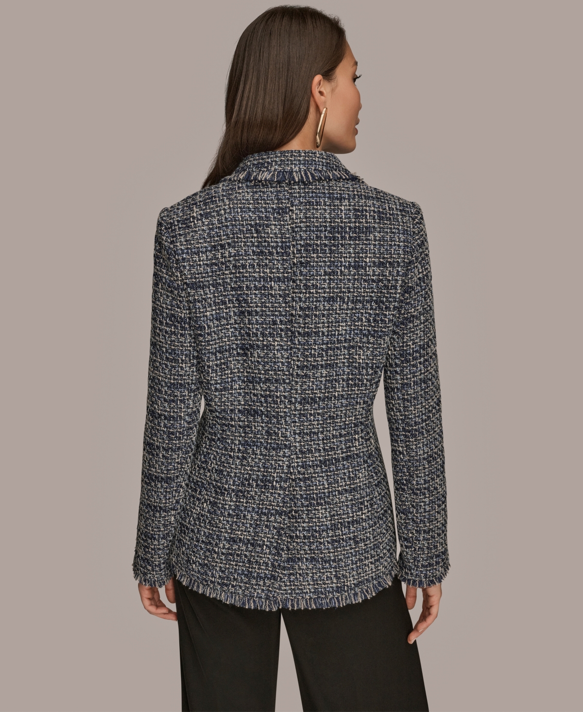 Donna Karan Women's Fringe Button Closure Jacket In Gray