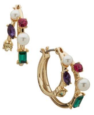 Emily in Paris - Glass Stone & Cubic Zirconia Gold-Tone Hoop Earrings
