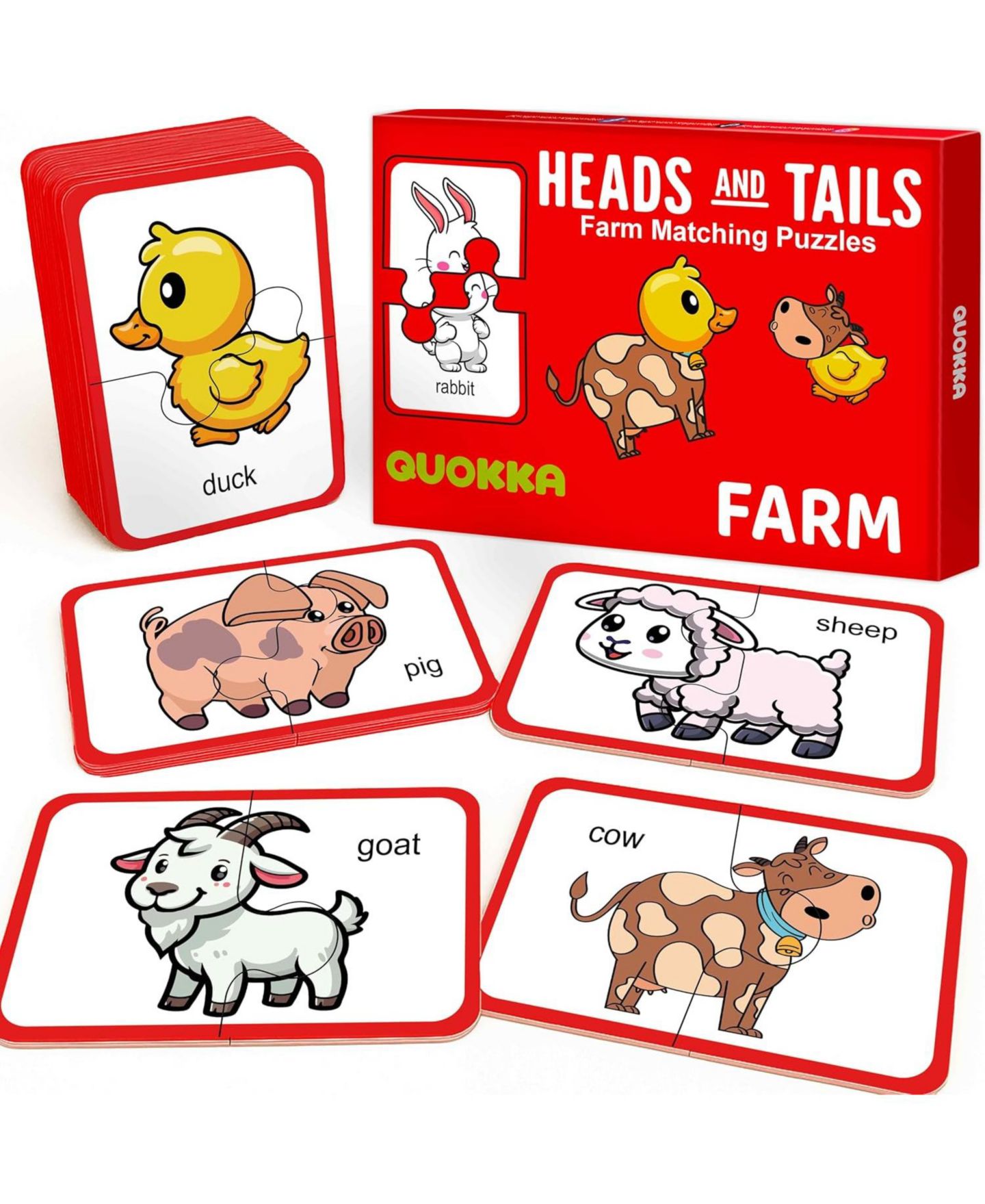 Детские игрушки Quokka Self-Correcting Memory Matching Animal Puzzle, 16 Pairs, Ages 2+, цвет: Farm — фото 1