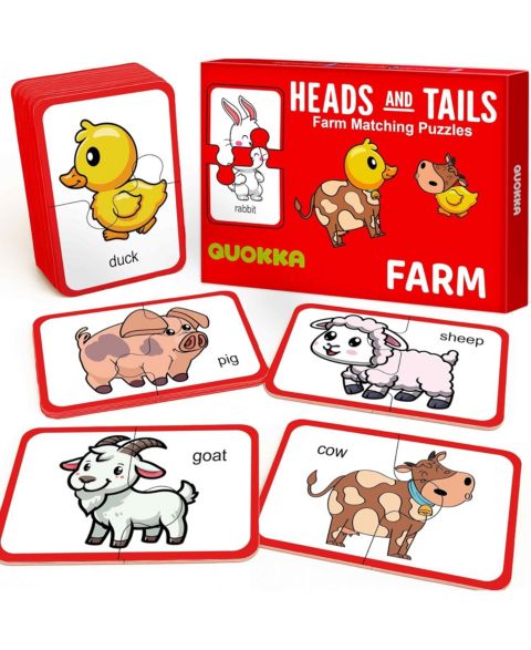 Детские игрушки Quokka Self-Correcting Memory Matching Animal Puzzle, 16 Pairs, Ages 2+, цвет: Farm