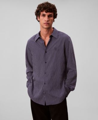 Calvin Klein - Men's Thin Striped Long-Sleeve Easy Shirt