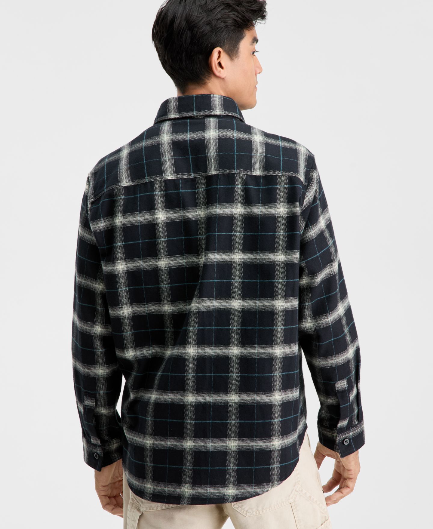 Мужская рубашка Hugo Boss Oversized-Fit Ebolt Plaid Long-Sleeve, цвет: Чёрный клетчатый — фото 4
