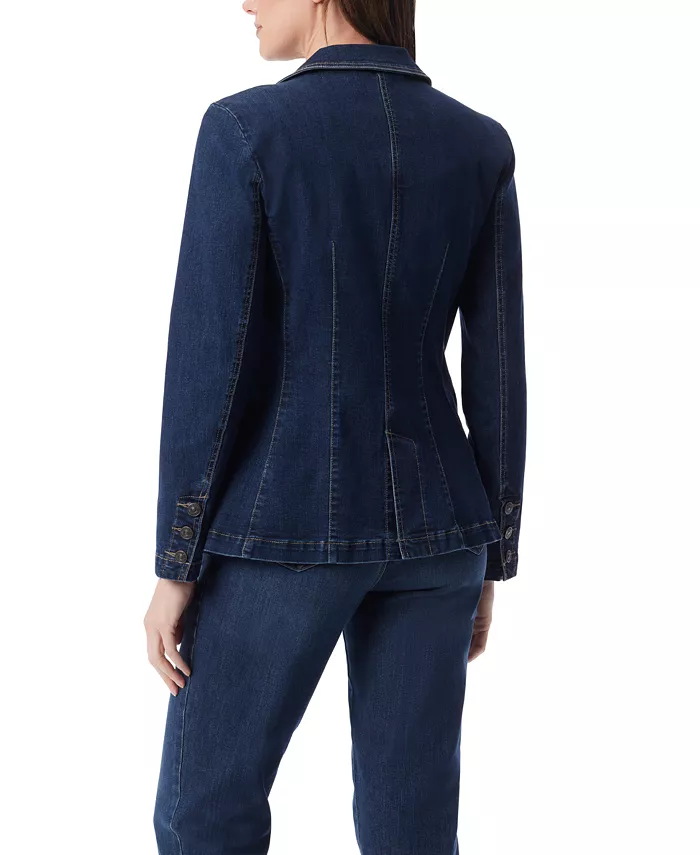 Women's Denim One-Button Blazer - thumbnail 3